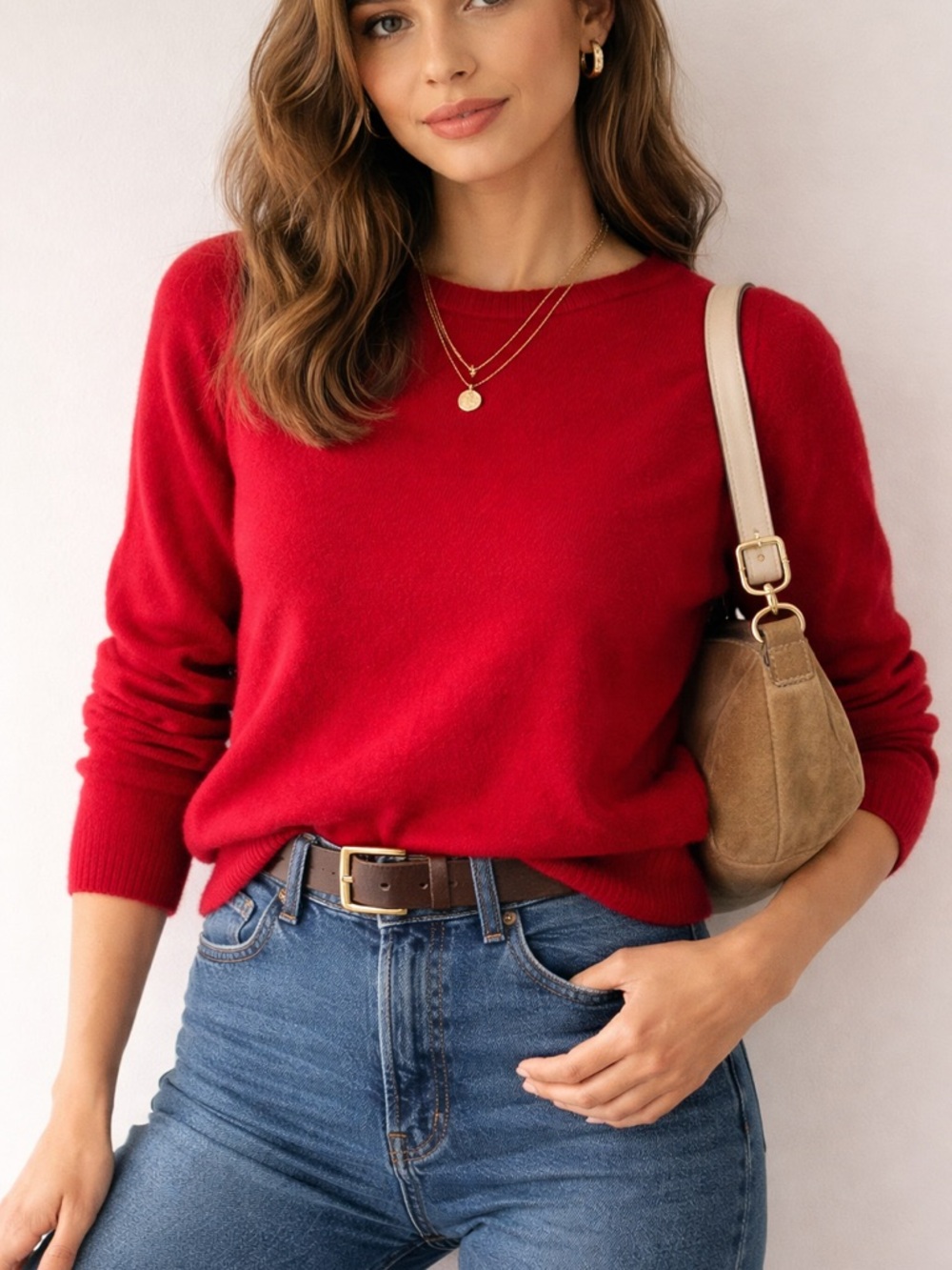 Vintage 100% cashmere Frederick & Nelson Women's Red Crewneck Sweater